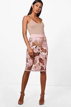 Boohoo Bea Boutique Mesh Embroidered Midi Skirt