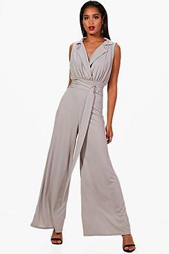 Boohoo Tuxedo Style Skinny Leg Jumpsuit
