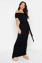Boohoo All Sizes Off The Shoulder Belted Maxi Dress