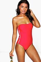 Boohoo Aruba Lifeguard Bandeau Swimsuit