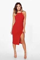 Boohoo Hazel Scallop Detail Midi Dress