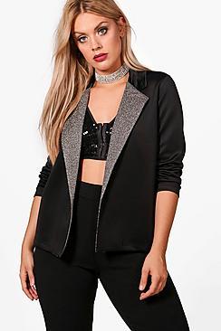 Boohoo Plus Alice Velvet Detail Blazer