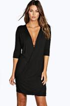 Boohoo Lucy Wrap 3/4 Sleeve Dress