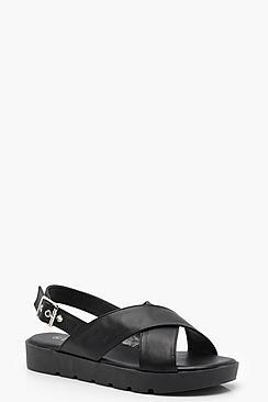 Boohoo Kayla Cleated Cross Strap Sandals