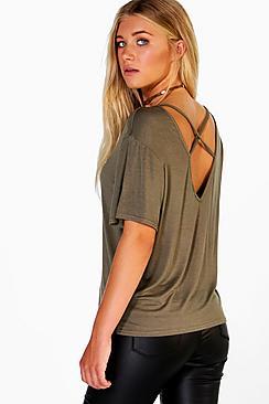 Boohoo Nora Mesh Insert Top Strappy Back Top