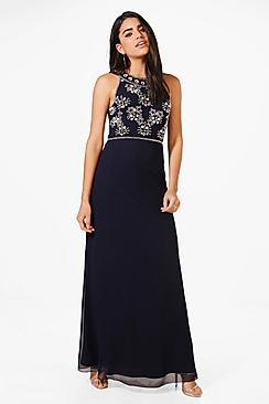 Boohoo Boutique Aine Floral Top High Neck Maxi Dress