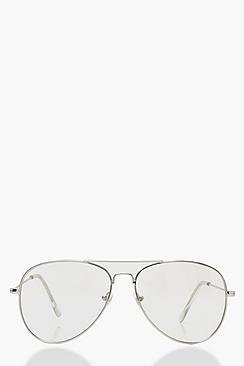 Boohoo Clear Lens Aviator Glasses