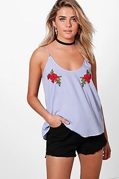 Boohoo Julia Stripe Embroidered Cami