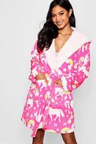 Boohoo Neon Unicorn Print Dressing Gown