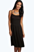 Boohoo Suzie Strappy Skater Dress Black