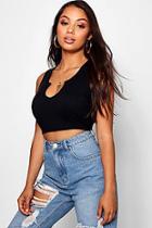 Boohoo Petite Paige Thick Ribbed Plunge Vest