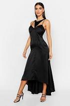 Boohoo Satin Cupped Cut Out Maxi Dress