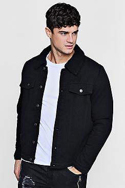 Boohoo Fully Borg Lined Black Denim Jacket