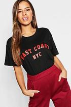 Boohoo Petite East Coast Slogan T-shirt