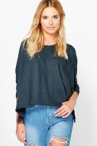 Boohoo Elizabeth Boucle Knit Pocket Oversized Jumper Black