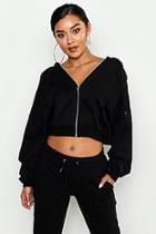 Boohoo Zip Through Brush Back Drop Shoulder Hoody