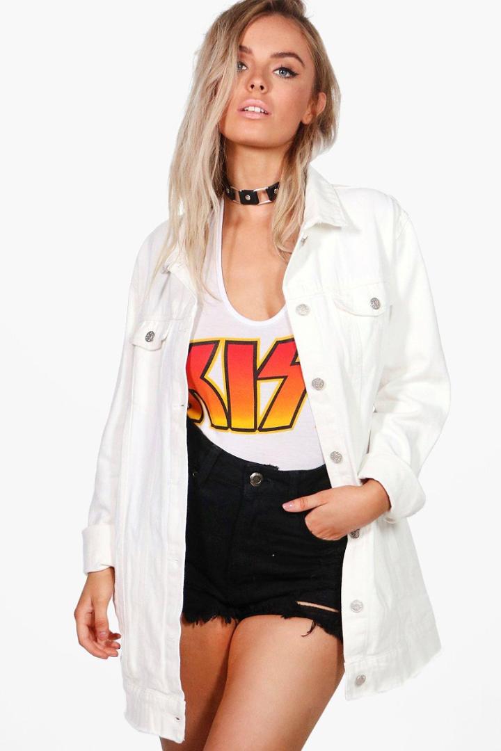 Boohoo Eliza White Longline Jean Jacket White