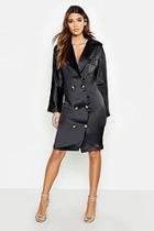 Boohoo Satin Oversized Utility Blazer Dress