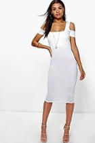 Boohoo Charlotte Crepe Square Neck Midi Dress