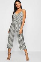 Boohoo Metallic Stripe Wrap Cullothe Jumpsuit