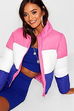 Boohoo Petite Colour Block Padded Coat