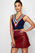 Boohoo Rosie Wide Sports Stripe Crop