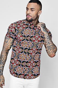 Boohoo Paisley Mandala Print Short Sleeve Shirt