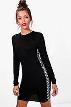 Boohoo Michelle Checker Board Trim Bodycon Dress