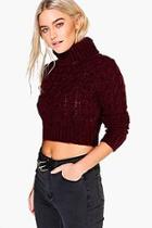 Boohoo Nicole Roll Neck Cable Soft Knit Crop Jumper