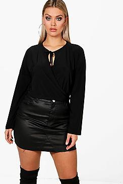 Boohoo Plus Layla Slinky Tie Wrap Top