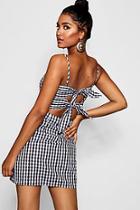 Boohoo Georgia Gingham Tie Back Dress