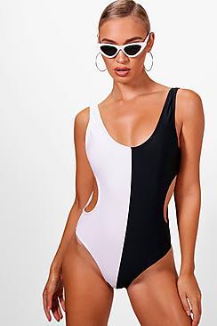 Boohoo Miami Colour Block Cut Out Swimsuit