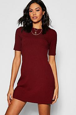 Boohoo Crew Neck Knitted Swing Dress