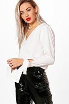 Boohoo Sadie Textured Tie Detail Blouse