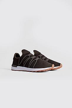 Boohoo Plain Knitted Lace Detail Trainer