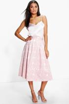 Boohoo Boutique Ida Cami & Jacquard Midi Skirt Co-ord Set Blush
