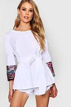 Boohoo Olivia Sequin Cuff Belted Blouse