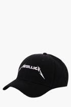 Boohoo Black Metallica License Embroidered Cap Black