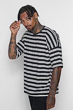 Boohoo Drop Shoulder Crew Neck Stripe T-shirt