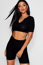 Boohoo Keira Wide Rib Raw Edge Short Sleeve Crop