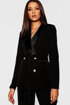 Boohoo Tall Double Breasted Military Button Blazer