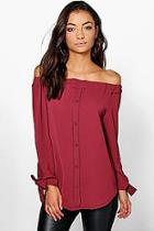 Boohoo Tall Marea Off The Shoulder Woven Top