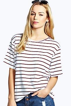 Boohoo Amelia Basic Stripe Oversized Tee