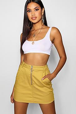 Boohoo Zip Detail Denim Mini Skirt