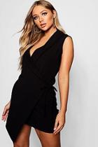 Boohoo Sleeveless Blazer Wrap Dress