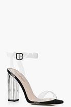 Boohoo Vanessa Suedette Clear Block Heels