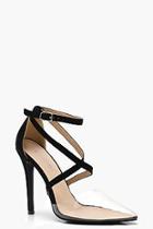 Boohoo Paige Cross Strap Pointed Clear Heels