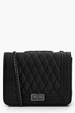 Boohoo Velvet Quilted Cross Body