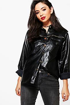 Boohoo Lana Western Pu Shirt
