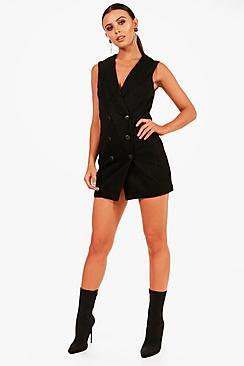Boohoo Petite Kelly Glitter Tux Mini Dress